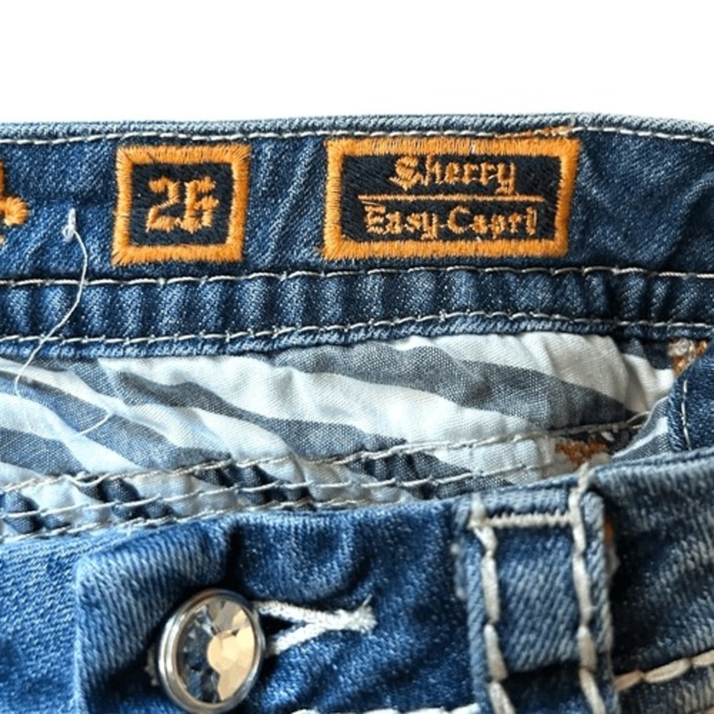 Rock Revival Sherry Easy Capri Distressed Denim Cropped Cuffed Curvy Jeans 26 - Picture 6 of 9